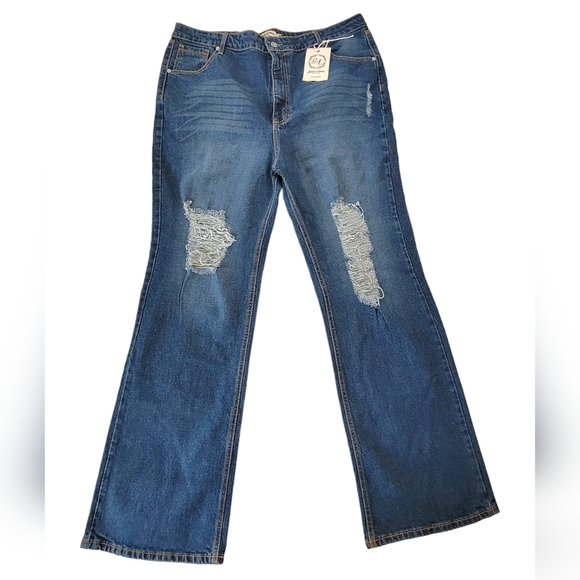 Grace And Emma Jeans Plus Size 18 Distressed Jeans Midrise Curvy NWT - Picture 3 of 9